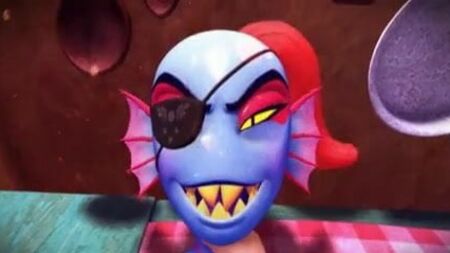 Undyne ile birlikte mutfakta biri var