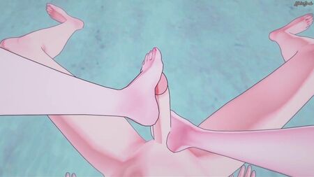 Nami, sahilde senin bakış açından sana ayakla seks yapıyor. One Piece