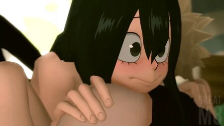 Katsuki Bakugou, Tsuyu Asui'yi beceriyor
