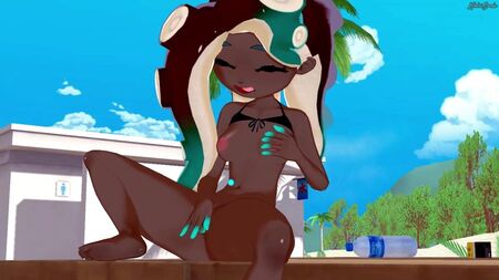 Marina Ida sahilde amını parmaklıyor. Splatoon 2 Hentai