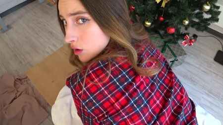 Noel için ıslak kedi boşalmayla doldurulmuş
