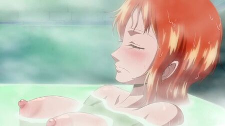 Nami - çıplak; banyoda; büyük göğüsler; büyük memeler; büyük popo; am; 3D seks porno hentai; [One Piece]