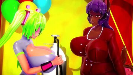 Imiku Imbapovi ve Suki şişme oyuncaklarla eğleniyorlar *imbapovi tarafından