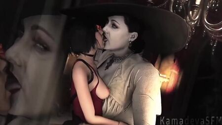 Lady Alcina Dimitrescu x Ada Wong - kadın egemenliği; yuri; lezbiyen; oral seks; cunnilingus; 3D seks porno hentai; [Resident Evil 8: Village]