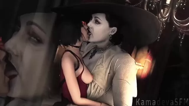 Lady Alcina Dimitrescu x Ada Wong femdom yuri lesbian oral  